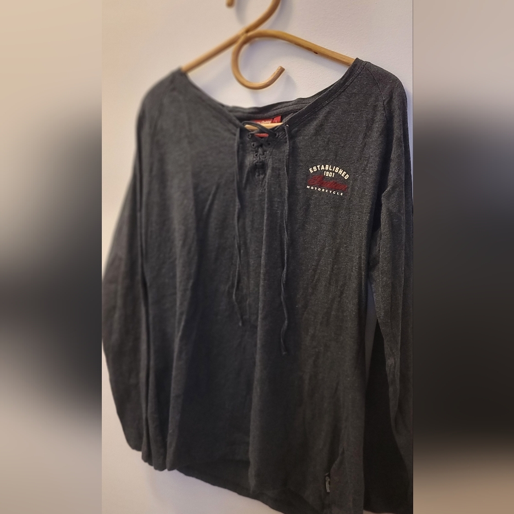 Indian Motercycle Womens Long Sleeved Top Size Large Grey